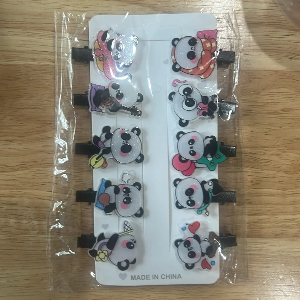 Panda Hair Clip and assorted clips Set for Kids